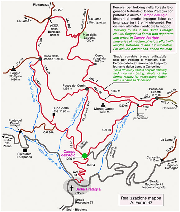 Mappa trekking Badia Prataglia