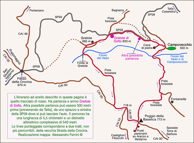 Mappa itinerario Campovecchio