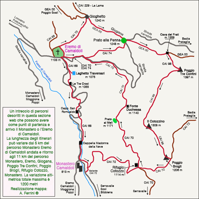 Mappa trekking Camaldoli