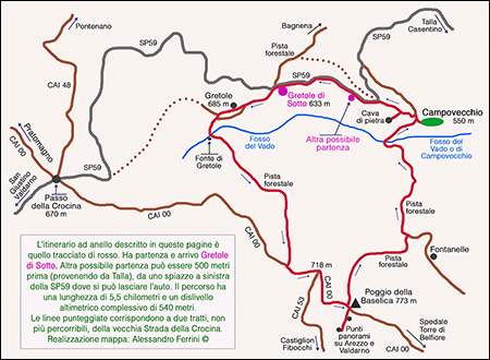 Campovecchio itinerary map